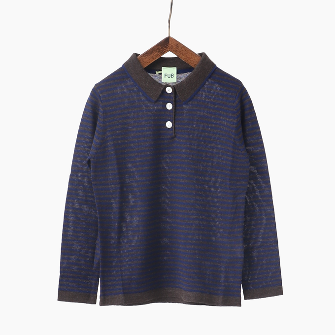 FUBファブ<br>BORDER襟付きニットトップス navy<br>440710391