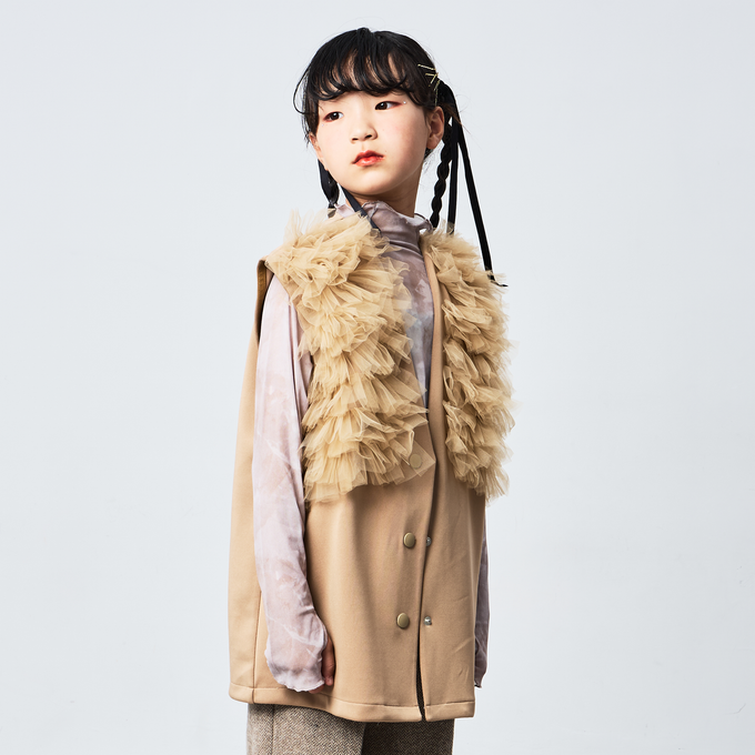 TOBOGGAN<br> トボガン<br>tulle tulle V-neck vest