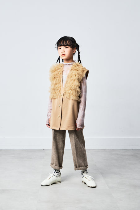 TOBOGGAN<br> トボガン<br>tulle tulle V-neck vest
