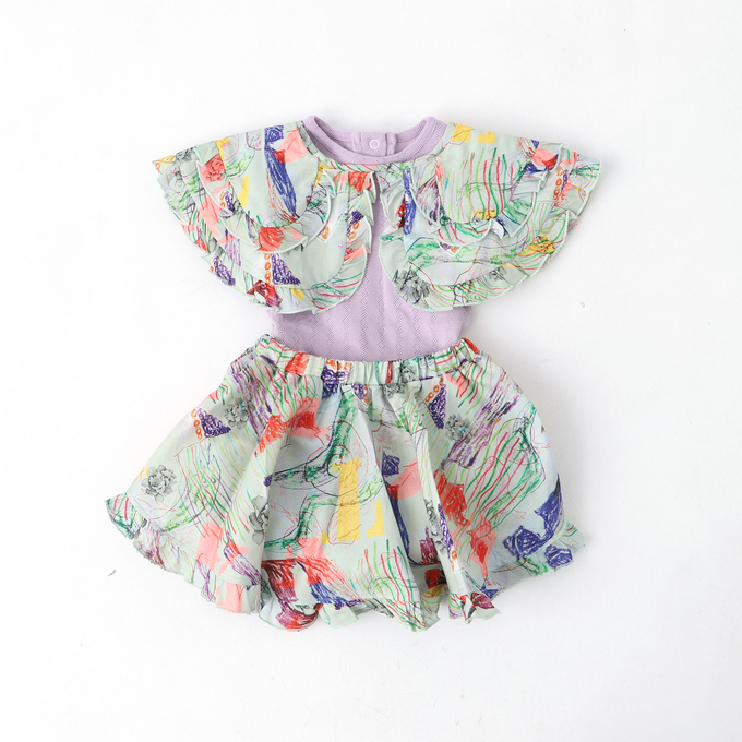 Wolf&Rita ウルフ&リタ<br>WRBSS23SCLM<br>SET CARMINHO + LUISA MENTA ベビーロンパースセット 花柄