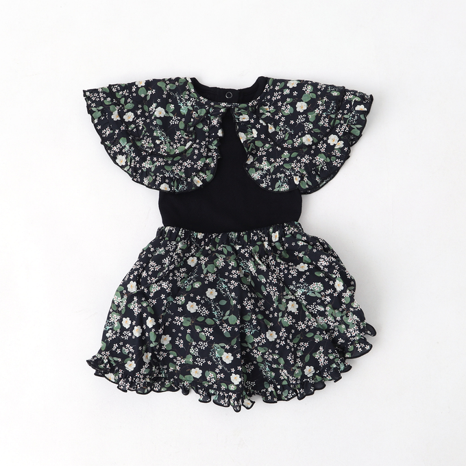 Wolf&Rita ウルフ&リタ<br>WRBSS23SCLB<br>SET SET CARMINHO + LUISA BLACK GARDEN ベビーロンパースセット ブラック