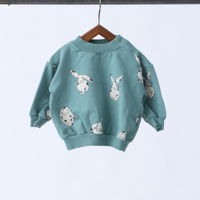 〈残り6-12monthのみ〉lotie kids<br>W22-76BB-85<br>Baby Sweatshirts ベビー総柄スウェット
