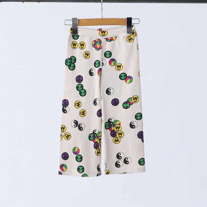 WAWA<br>RIB DANCE PANTS RIB - STICKERS<br>リブ総柄パンツ