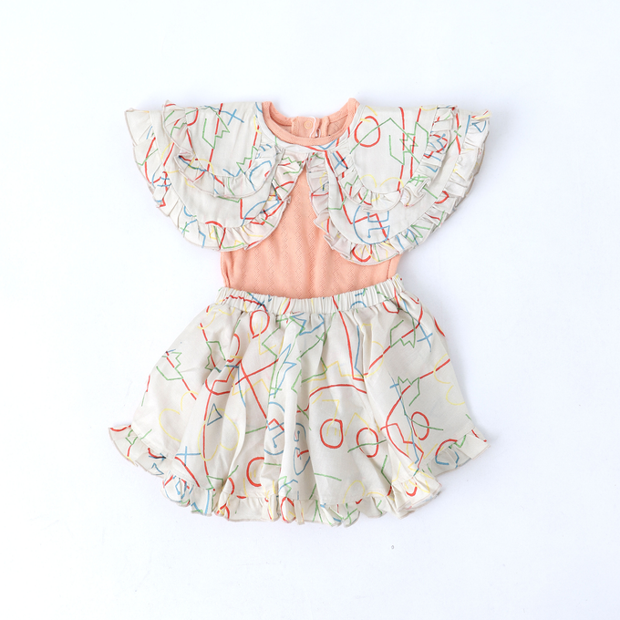 Wolf&Rita ウルフ&リタ<br>WRBSS23SCLG<br>SET CARMINHO + LUISA GUIMARAES ベビーロンパースセット 総柄ピンク