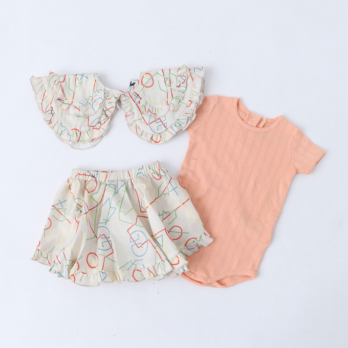 Wolf&Rita ウルフ&リタ<br>WRBSS23SCLG<br>SET CARMINHO + LUISA GUIMARAES ベビーロンパースセット 総柄ピンク