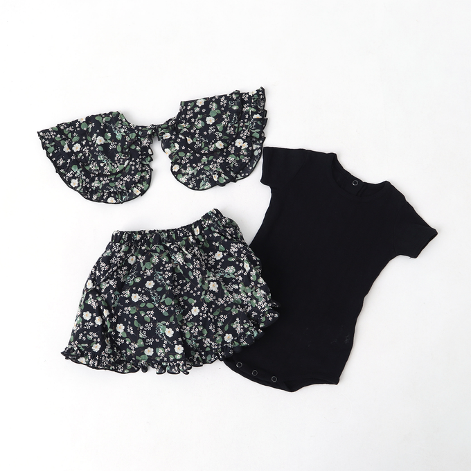 Wolf&Rita ウルフ&リタ<br>WRBSS23SCLB<br>SET SET CARMINHO + LUISA BLACK GARDEN ベビーロンパースセット ブラック