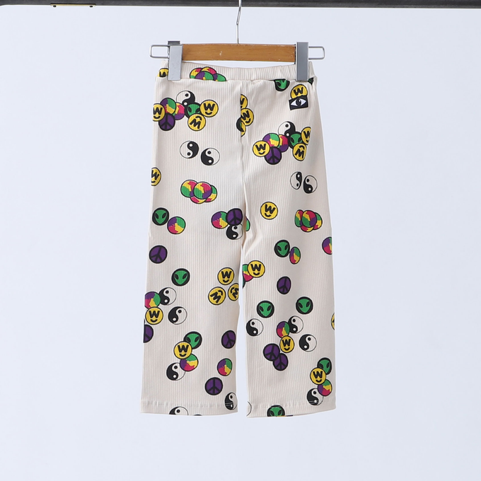 WAWA<br>RIB DANCE PANTS RIB - STICKERS<br>リブ総柄パンツ