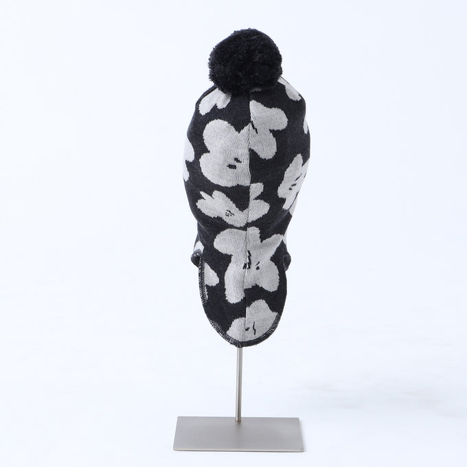 MAINIO マイニオ<br>BLOMMONS JACQUARD BALACLAVA WITH POMPOM<br>フラワー柄バラクラバ