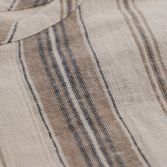 EAST END HIGHLANDERS<br>Stripe Collarless Shirt<br>ストライプカラーレスシャツ