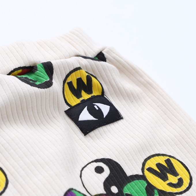 WAWA<br>RIB DANCE PANTS RIB - STICKERS<br>リブ総柄パンツ