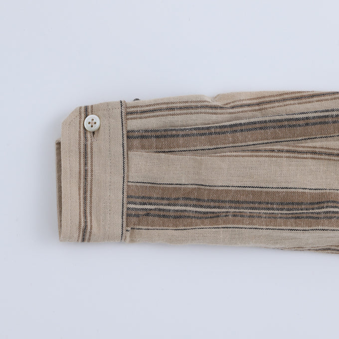 EAST END HIGHLANDERS<br>Stripe Collarless Shirt<br>ストライプカラーレスシャツ