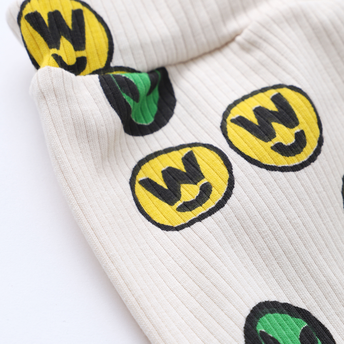 WAWA<br>RIB DANCE PANTS RIB - STICKERS<br>リブ総柄パンツ