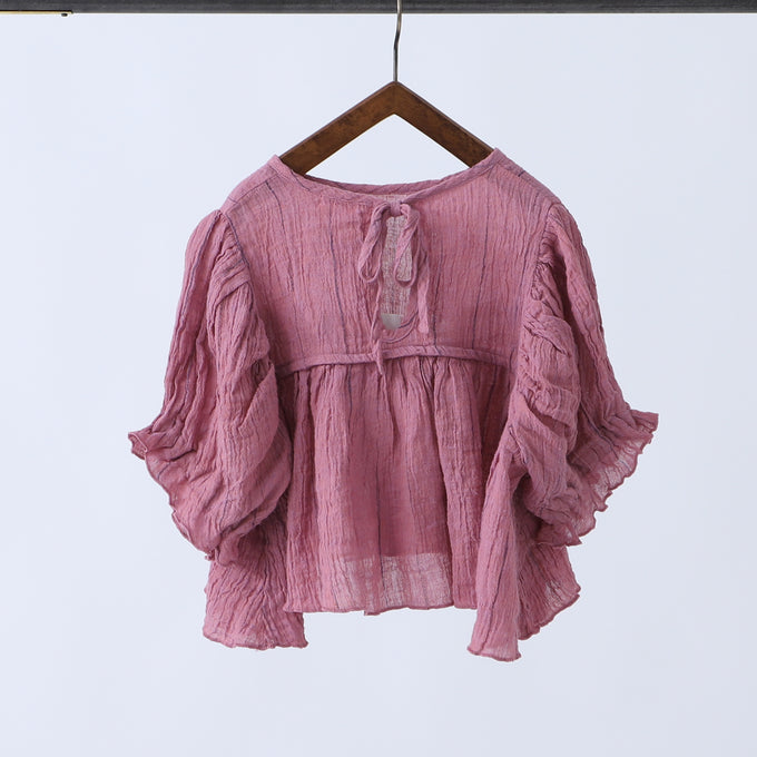 〈残り4T(4-5Y)のみ〉tambere<br>TBBSTS008ギャザーパフスリーブトップス