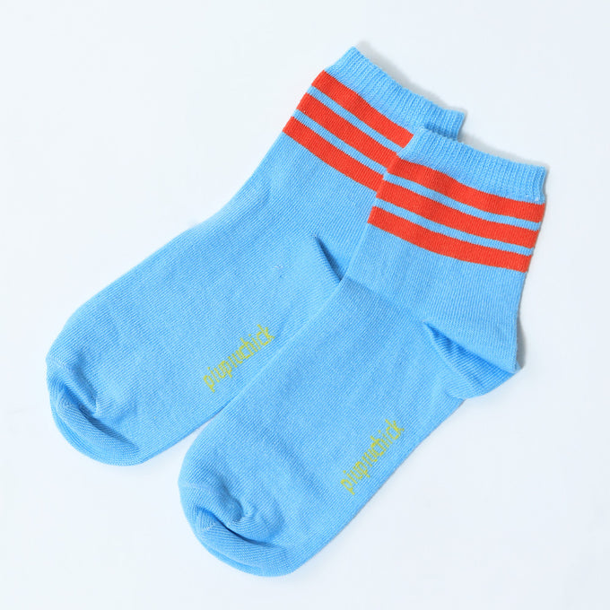 〈残り14-16cmのみ〉piupiuchick <br>socks blue w/ garnet stripes<br>ストライプソックス