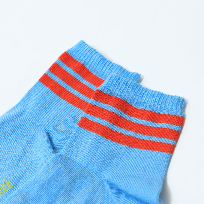 〈残り14-16cmのみ〉piupiuchick <br>socks blue w/ garnet stripes<br>ストライプソックス