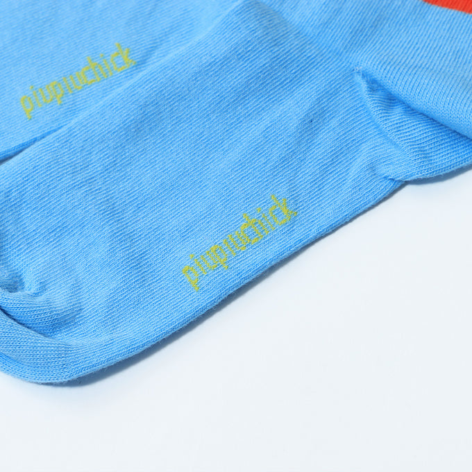 〈残り14-16cmのみ〉piupiuchick <br>socks blue w/ garnet stripes<br>ストライプソックス