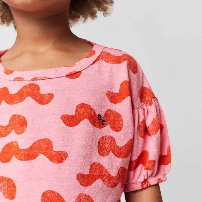 BOBOCHOSES ボボショーズ<br>Waves all over puffed sleeve T-shirt