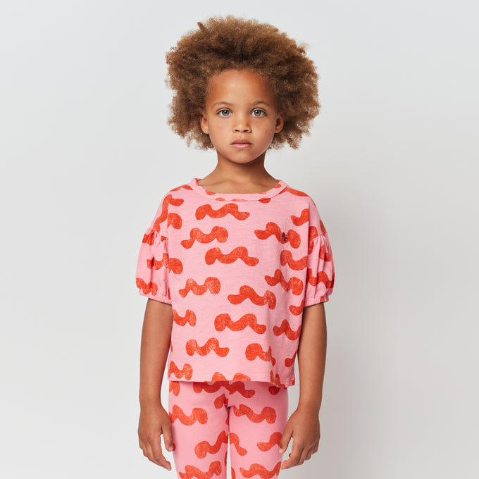 BOBOCHOSES ボボショーズ<br>Waves all over puffed sleeve T-shirt