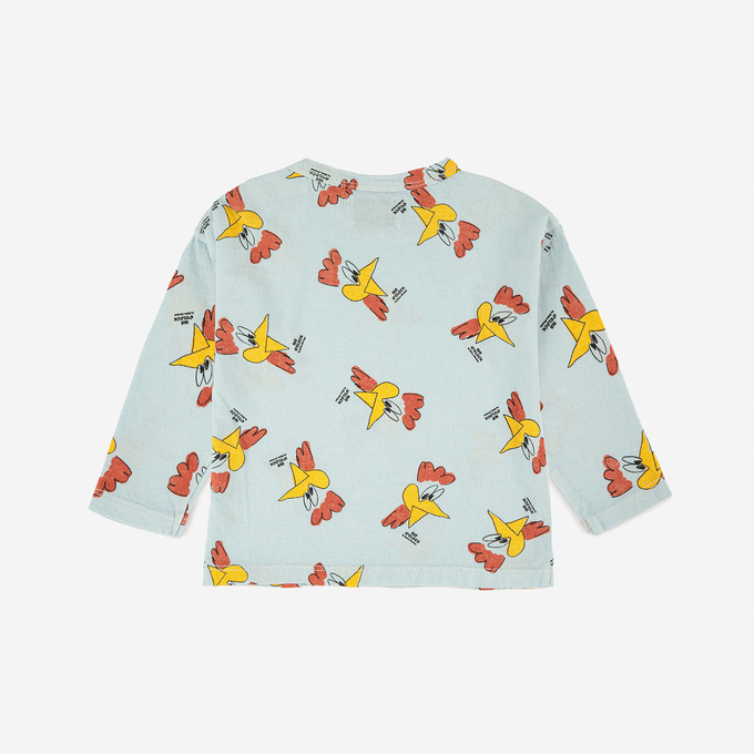 〈残り12-18Mのみ〉BOBOCHOSES ボボショーズ<br>222AB008<br>Mr o'clock all over long sleeve T-shirt<br>BABYニワトリロンTEE