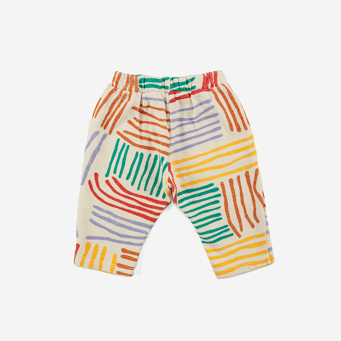 〈残り12-18Mのみ〉BOBOCHOSES ボボショーズ<br>222AB056<br>Crazy lines all over jogging pants<br>BABY総柄パンツ