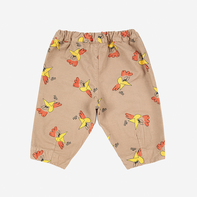 BOBOCHOSES ボボショーズ<br>22AB065<br>Mr o'clock all over baggy pants<br>BABYニワトリ総柄パンツ