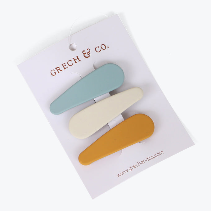 Grech &co.<br>Matte Snap Set of 3 golden, light blue, buff<br>ヘアクリップ3点セット