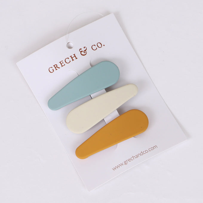 Grech &co.<br>Matte Snap Set of 3 golden, light blue, buff<br>ヘアクリップ3点セット