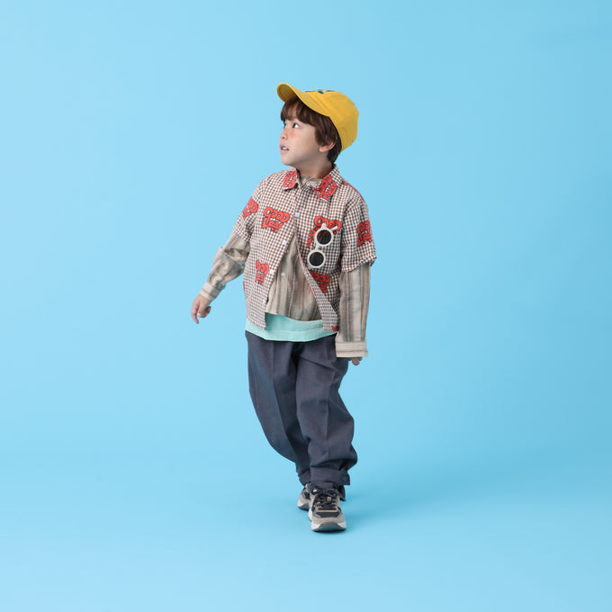 EAST END HIGHLANDERS<br>Stripe Collarless Shirt<br>ストライプカラーレスシャツ