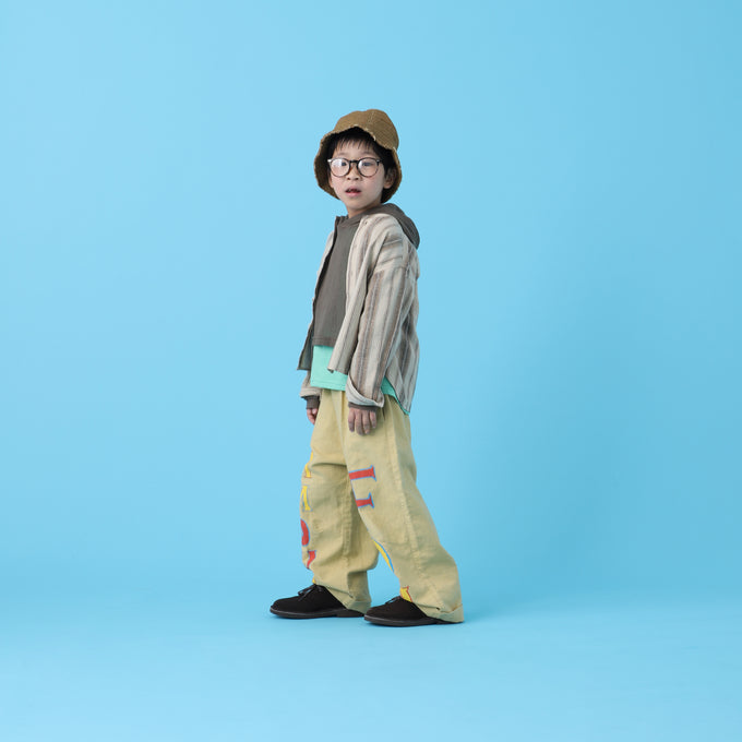 EAST END HIGHLANDERS<br>Stripe Collarless Shirt<br>ストライプカラーレスシャツ