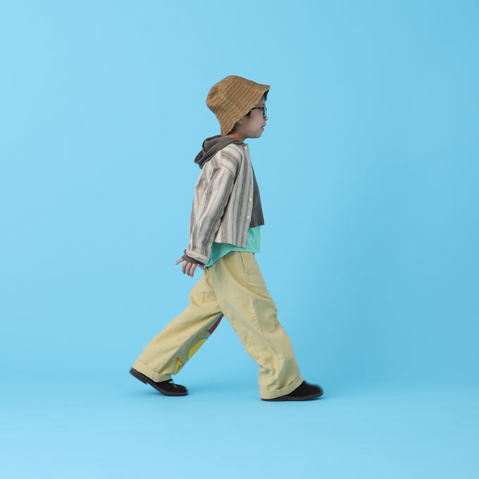 EAST END HIGHLANDERS<br>Stripe Collarless Shirt<br>ストライプカラーレスシャツ