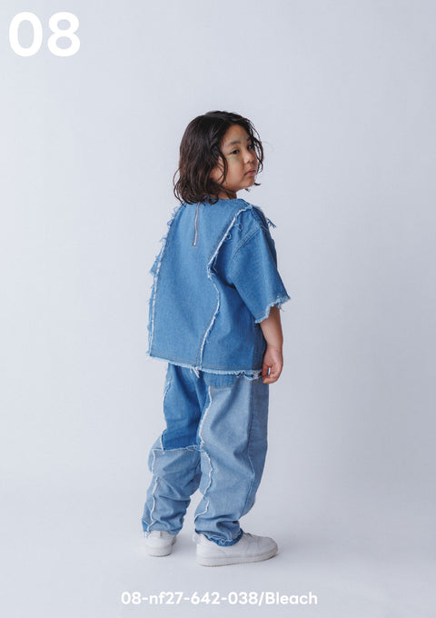 NUNUFORME<br> ヌヌフォルム<br>【27ssご予約 1月入荷予定】<br>デニムパッチワークパンツ<br>08-nf27-642-038