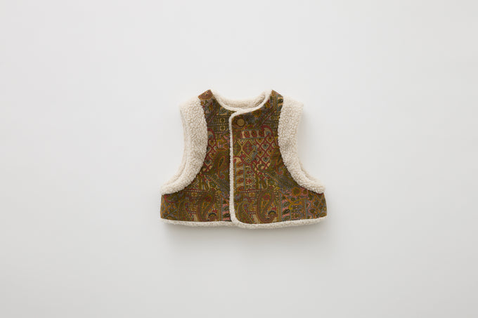 eLfinFolk <br>エルフィンフォルク<br>【26awご予約】<br>Paisly Boa Vest<br>19_elf-262F30