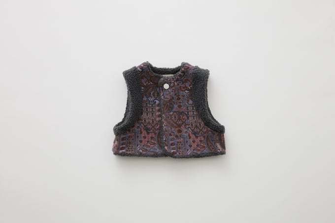 eLfinFolk <br>エルフィンフォルク<br>【26awご予約】<br>Paisly Boa Vest<br>19_elf-262F30