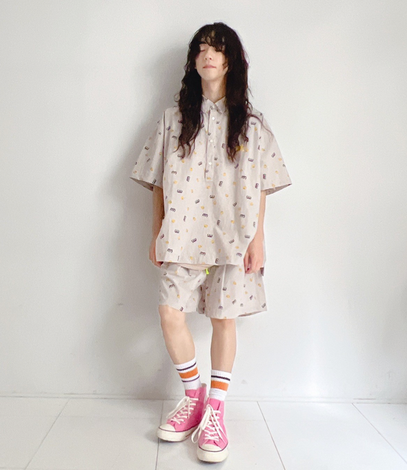 MIN-NANO×frankygrow<br>ミンナノ×フランキーグロウ<br>【26ssご予約】<br>M&SB PATTERNED SHORT PANTS<br>MF26SBT-013