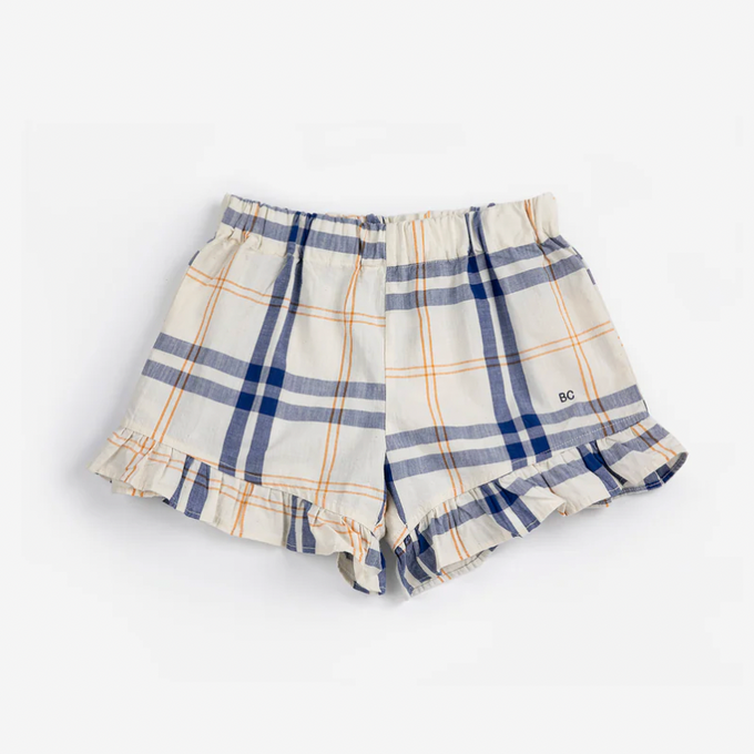 BOBOCHOSES<br>ボボショセス<br>【26ssご予約】<br>Fun Tartan ruffled woven shorts<br>B126AC071