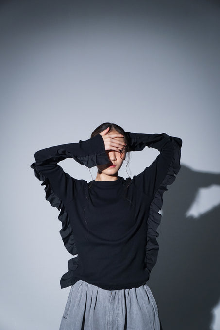 UNIONINI<br>ユニオニーニ<br>【27ssご予約】<br>rib frill long tee<br>CS-099