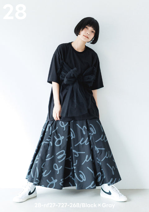 NUNUFORME<br> ヌヌフォルム<br>【27ssご予約 2月入荷予定】<br>うねうねロゴスカート<br>28-nf27-727-268