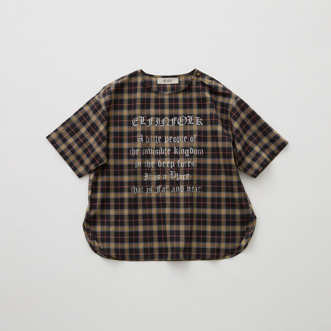 eLfinFolk <br>エルフィンフォルク<br>【26awご予約】<br>Brit Check Gothic Letter Tops<br>02_elf-262F03