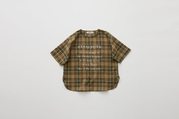 eLfinFolk <br>エルフィンフォルク<br>【26awご予約】<br>Brit Check Gothic Letter Tops<br>02_elf-262F03