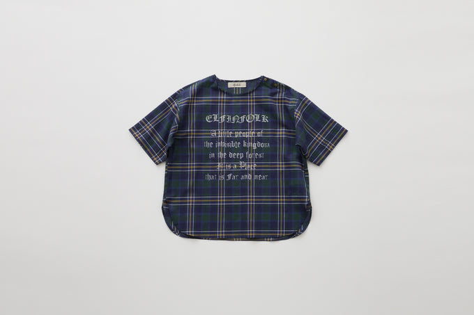 eLfinFolk <br>エルフィンフォルク<br>【26awご予約】<br>Brit Check Gothic Letter Tops<br>02_elf-262F03