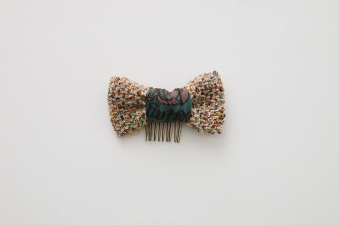 eLfinFolk <br>エルフィンフォルク<br>【26awご予約】<br>Tweed Ribbon Hair Comb<br>30_elf-262A48