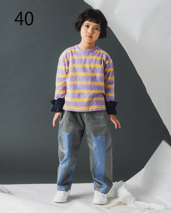 NUNUFORME<br> ヌヌフォルム<br>【26awご予約 8月入荷予定】<br>ボーダーダブルフリルスリーブT<br>40-nf26-999-724