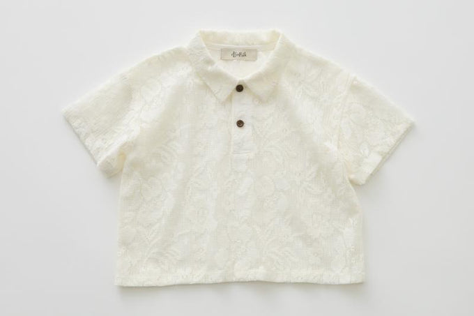 eLfinFolk エルフィンフォルク<br>【27ssご予約】<br>Flora Lace Polo Shirt womens<br>43_elf-271F42