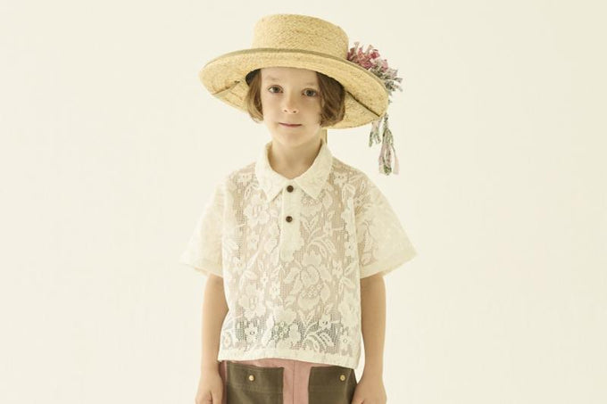 eLfinFolk エルフィンフォルク<br>【27ssご予約】<br>Flora Lace Polo Shirt<br>41_elf-271F40