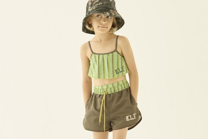 eLfinFolk エルフィンフォルク<br>【27ssご予約】<br>Double Stripe Girls Swim Wear<br>53_elf-271J52