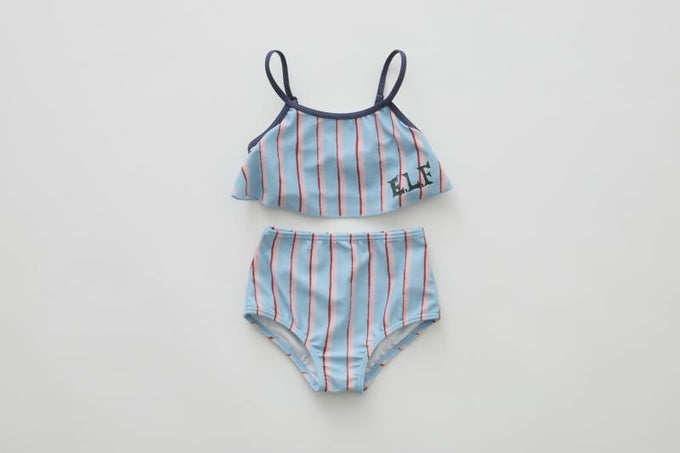 eLfinFolk エルフィンフォルク<br>【27ssご予約】<br>Double Stripe Girls Swim Wear<br>53_elf-271J52