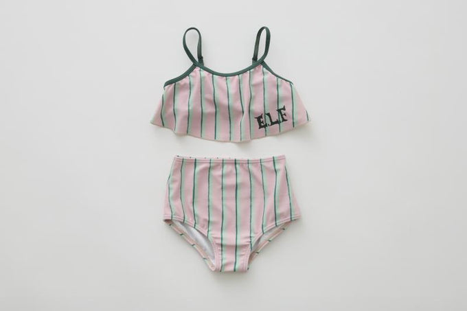 eLfinFolk エルフィンフォルク<br>【27ssご予約】<br>Double Stripe Girls Swim Wear<br>53_elf-271J52