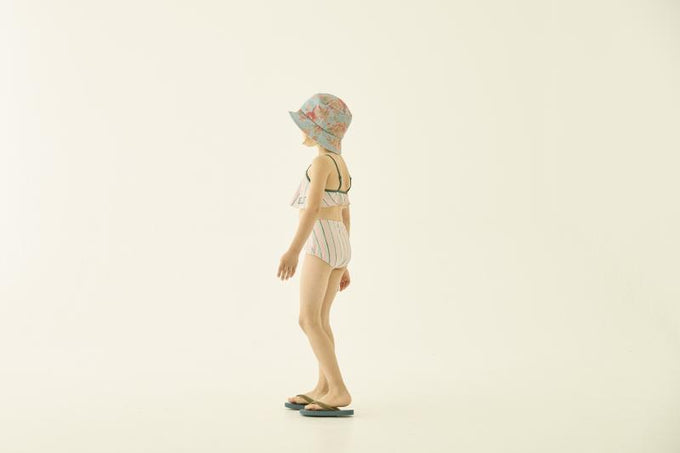 eLfinFolk エルフィンフォルク<br>【27ssご予約】<br>Double Stripe Girls Swim Wear<br>53_elf-271J52