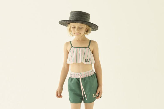 eLfinFolk エルフィンフォルク<br>【27ssご予約】<br>Double Stripe Girls Swim Wear<br>53_elf-271J52