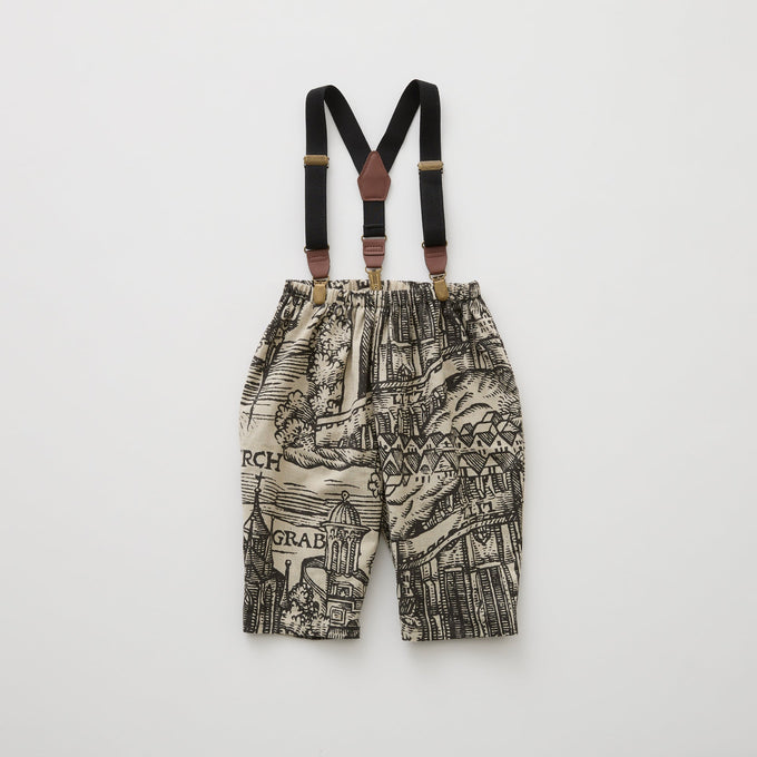 eLfinFolk <br>エルフィンフォルク<br>【26awご予約】<br>Castle town print Suspenders Pants<br>06_elf-262F13